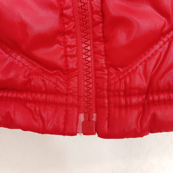 Old Navy M Red Quilted Puff Vest | Womens Sleeveless Full Zip Cozy Fleece Lined - Picture 11 of 11